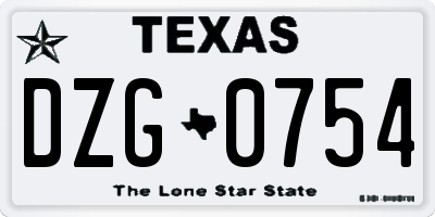 TX license plate DZG0754