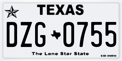 TX license plate DZG0755