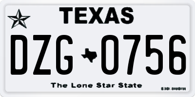 TX license plate DZG0756