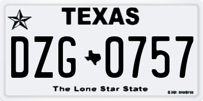 TX license plate DZG0757
