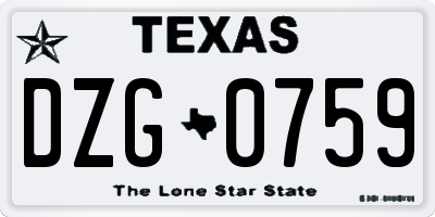 TX license plate DZG0759