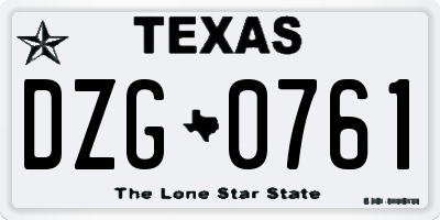 TX license plate DZG0761