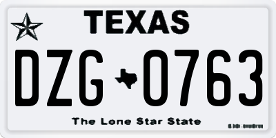 TX license plate DZG0763