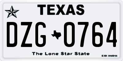TX license plate DZG0764