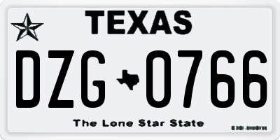 TX license plate DZG0766