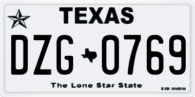TX license plate DZG0769
