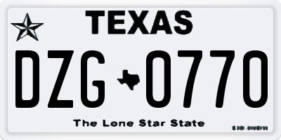 TX license plate DZG0770