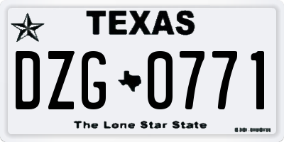 TX license plate DZG0771