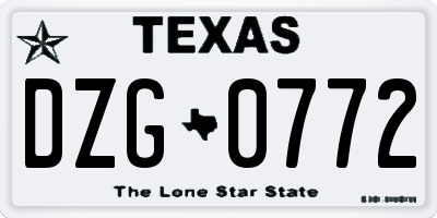 TX license plate DZG0772