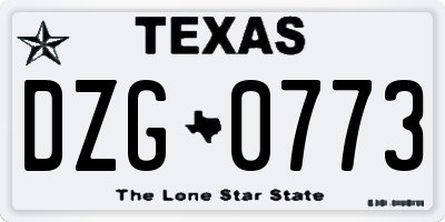 TX license plate DZG0773