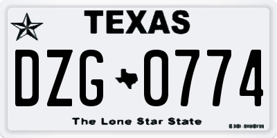TX license plate DZG0774