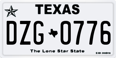 TX license plate DZG0776