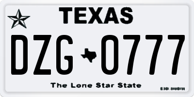 TX license plate DZG0777