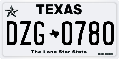 TX license plate DZG0780