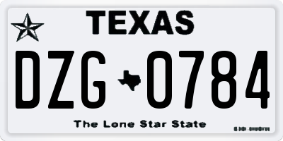 TX license plate DZG0784