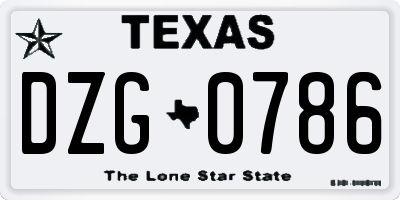 TX license plate DZG0786
