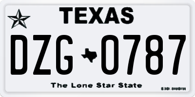 TX license plate DZG0787