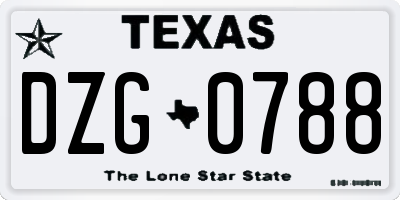 TX license plate DZG0788