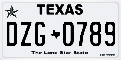 TX license plate DZG0789