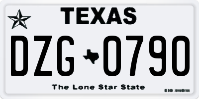 TX license plate DZG0790