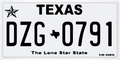 TX license plate DZG0791