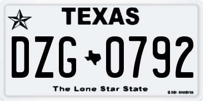 TX license plate DZG0792