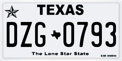 TX license plate DZG0793