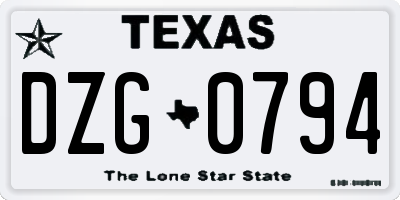 TX license plate DZG0794