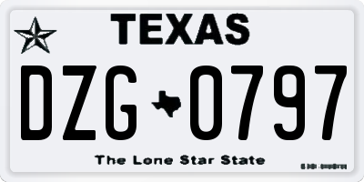 TX license plate DZG0797