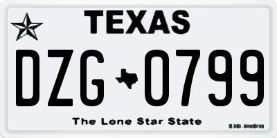 TX license plate DZG0799