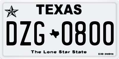 TX license plate DZG0800