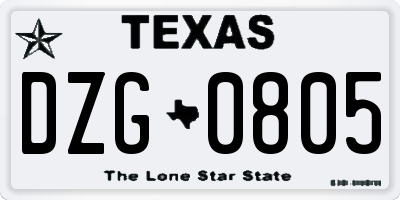 TX license plate DZG0805