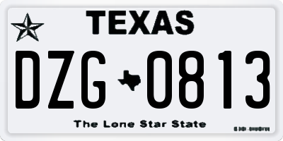 TX license plate DZG0813