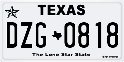 TX license plate DZG0818