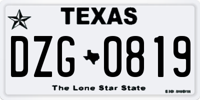 TX license plate DZG0819