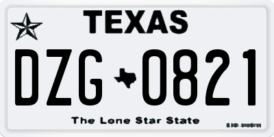 TX license plate DZG0821