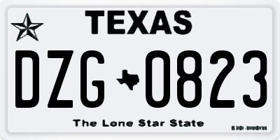 TX license plate DZG0823