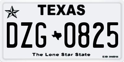 TX license plate DZG0825