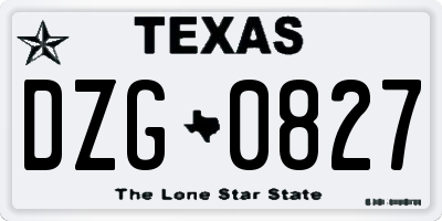 TX license plate DZG0827
