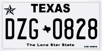 TX license plate DZG0828
