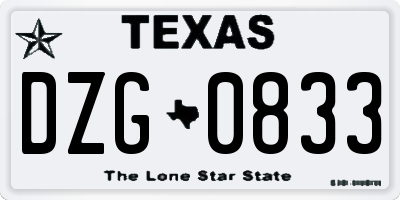 TX license plate DZG0833