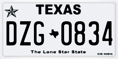 TX license plate DZG0834