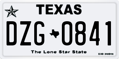 TX license plate DZG0841