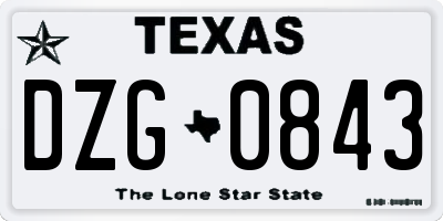TX license plate DZG0843