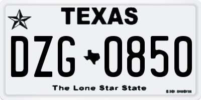 TX license plate DZG0850