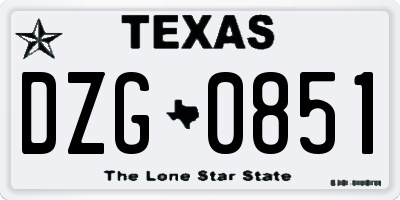 TX license plate DZG0851