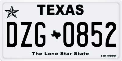 TX license plate DZG0852