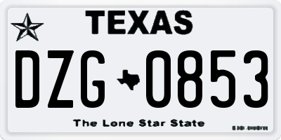 TX license plate DZG0853