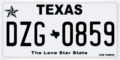 TX license plate DZG0859