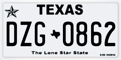 TX license plate DZG0862